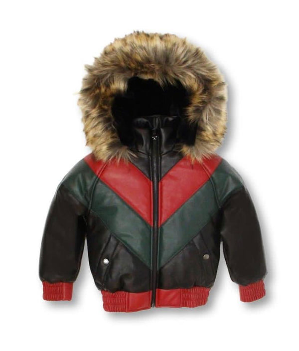 Dakoma (kids Black/red furry leather jacket)