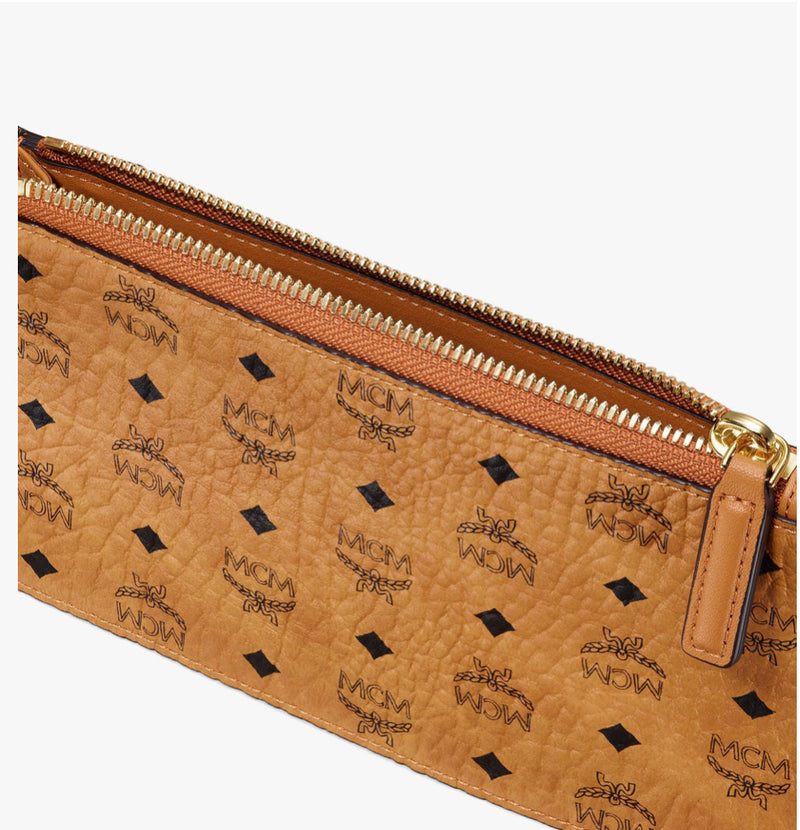MCM (Brown Multifunction Pouch in Visetos)
