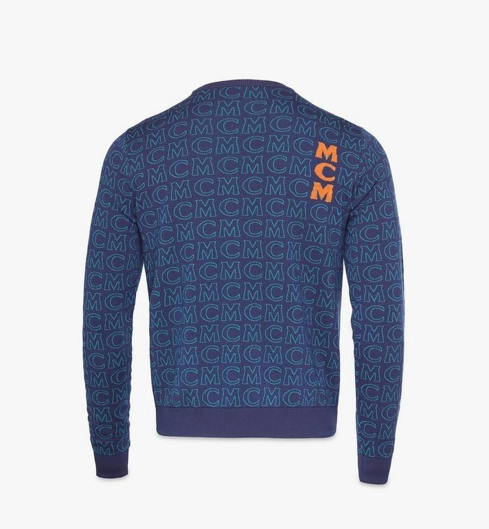 MCM (Men's blue indigo Monogram Wool Sweater)