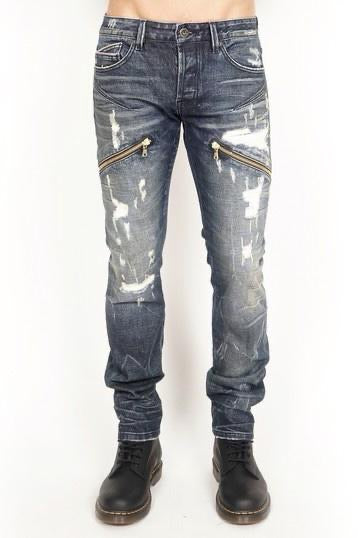 Cult of individuality (blue/cream cut wash jean)