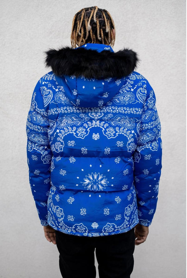 Realistik nyc (blue “Bandana puffer jacket)