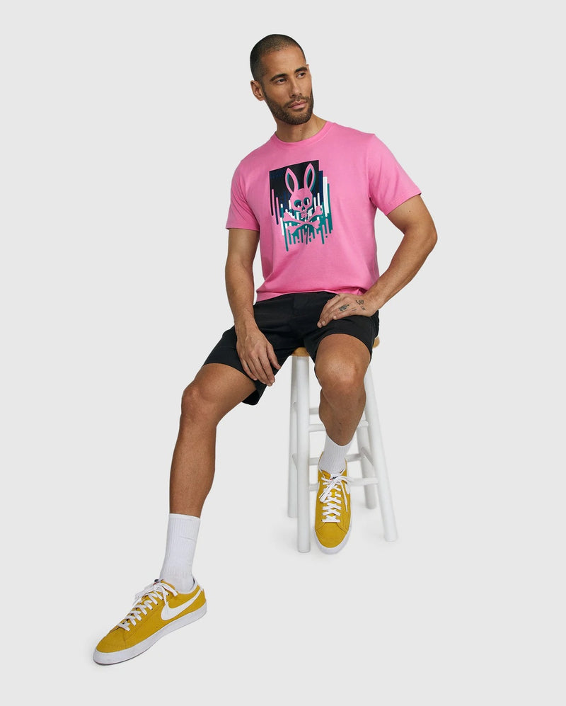 Psycho bunny (pink mens hayden graphic t-shirt)