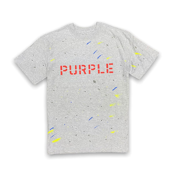 Purple brand (jersey heather grey stencil logo t-shirt)