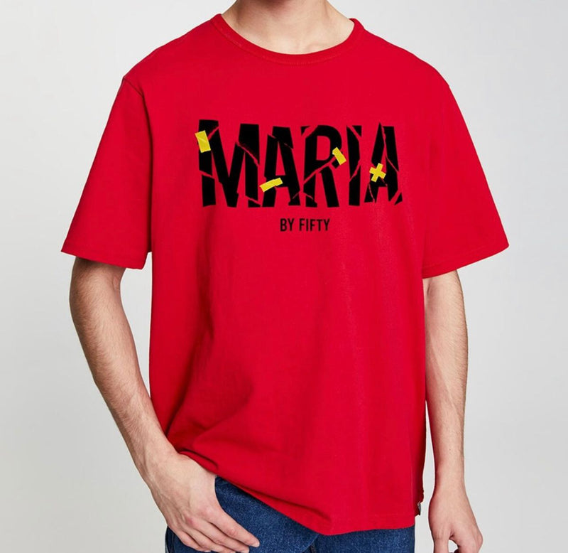 Maria By Fifty (red/yellow crewneck t-shirt)