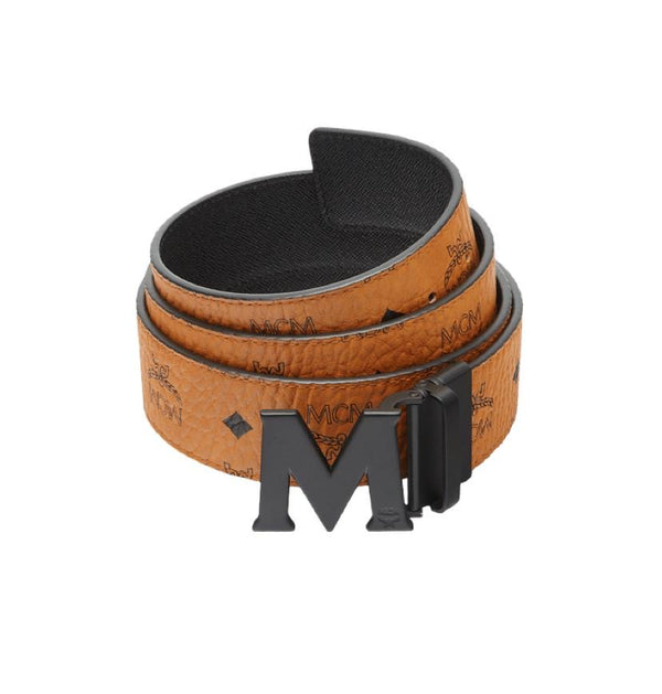 MCM (brown/black claus M Reversible belt in visetos	)