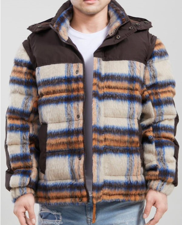 Roku studio (brown flannel puffer jacket)