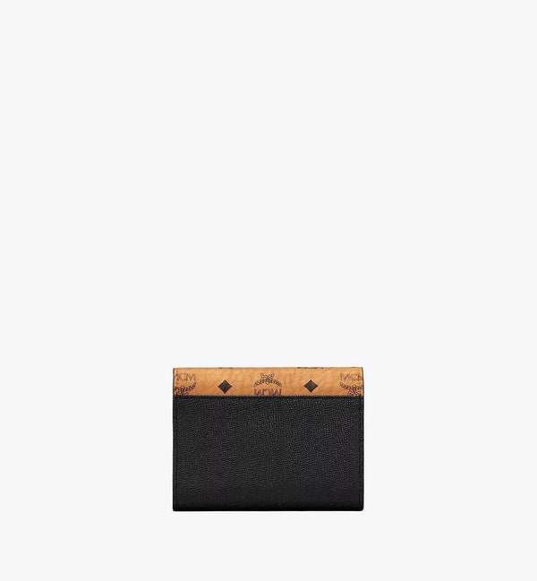 Mcm (cognac/black Mena Trifold Wallet in Visetos Leather)