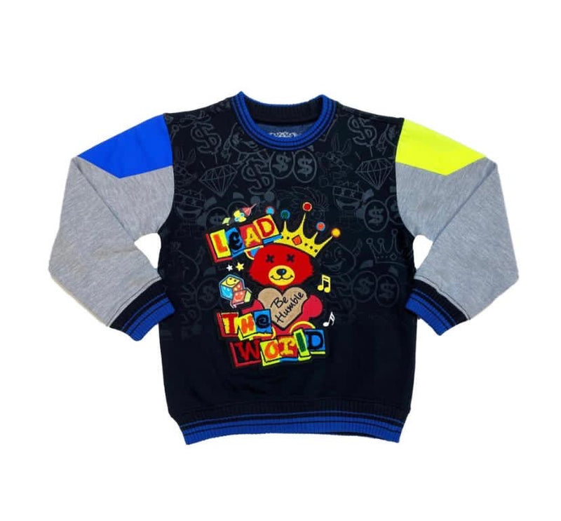 Elite denim (kids black/blue “ lead the world sweater)