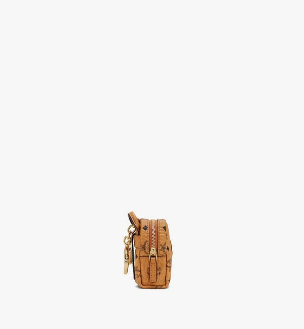 MCM (cognac Backpack Charm with Crossbody Strap in Visetos)