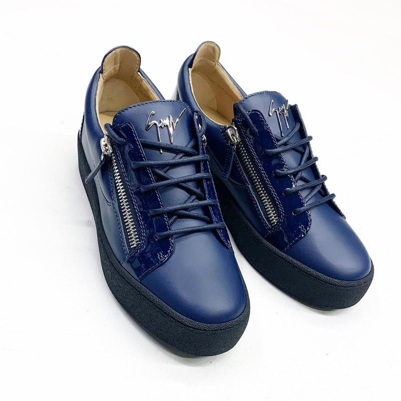 Giuseppe Zanotti (Navy/sliver leather low top sneakers)
