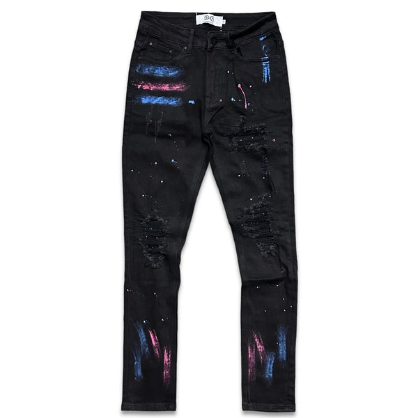 Dna premium (black/blue/pink cut crystal cut wash jean)