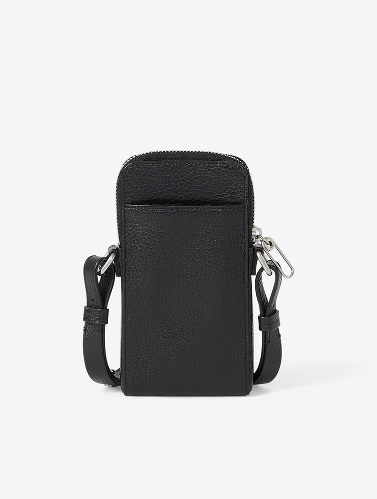 Kenzo (black Imprint grained leather crossbody phone bag)