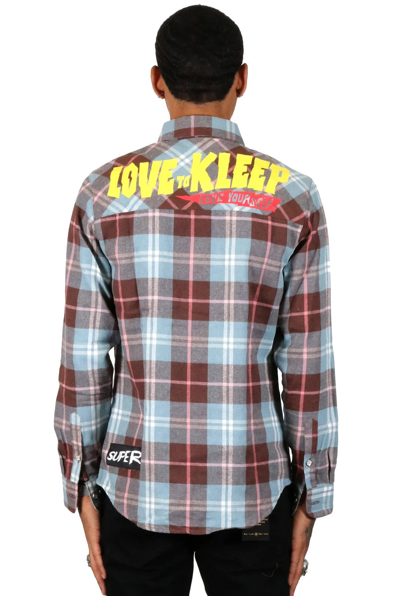 kleep (men's banan premium flannel button down long sleeve t-shirt)