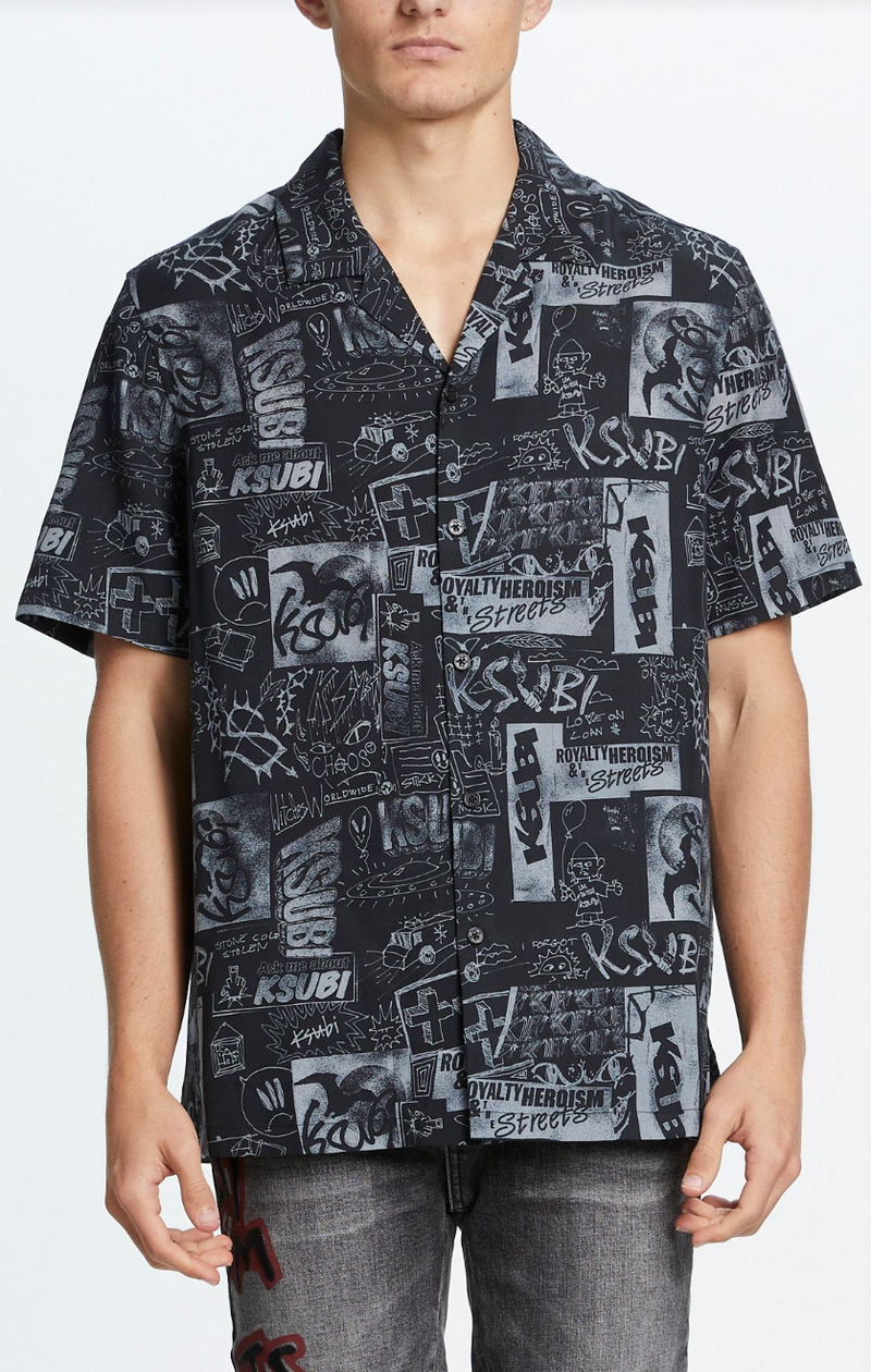 ksubi (black mesh up resort ss button up)