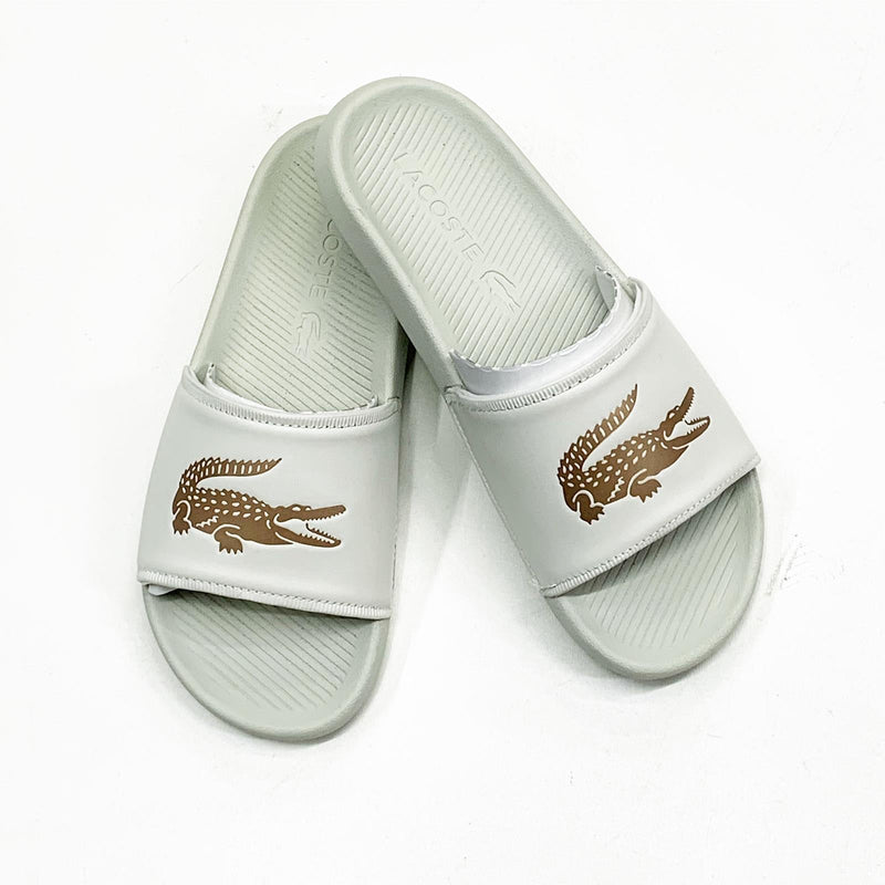 Lacoste Men s Lacoste Croco Slides Off White gold Vip Clothing Stores