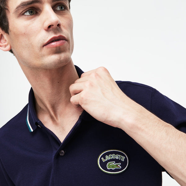 LACOSTE (Men's Navy Regular Fit Striped Accents Polo)