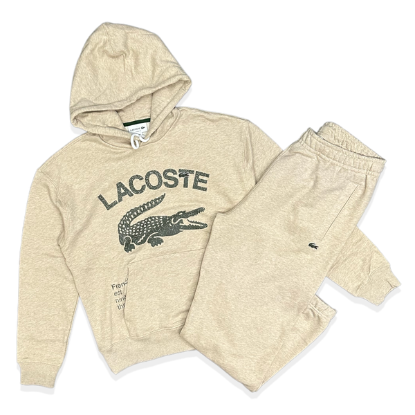 Lacoste Men s biege loose fit crocodile jogging set Vip Clothing Stores