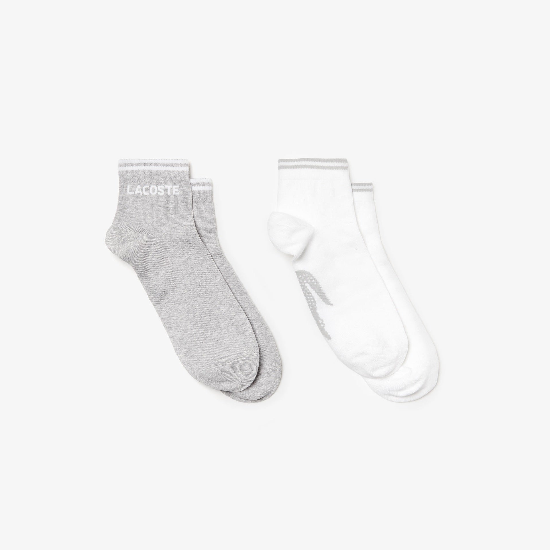 Lacoste Men's Two-Pack Tennis Low Cut Socks – Gray/White