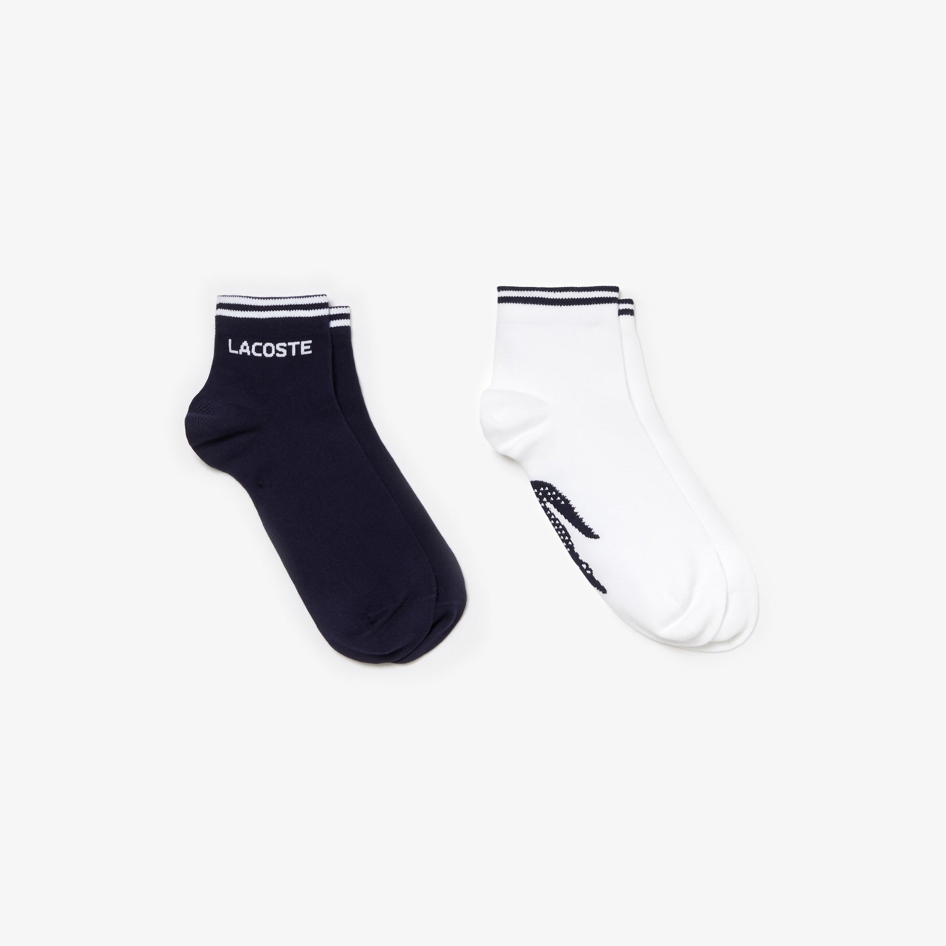 Lacoste Men's Two-Pack Tennis Low Cut Socks – Navy/White