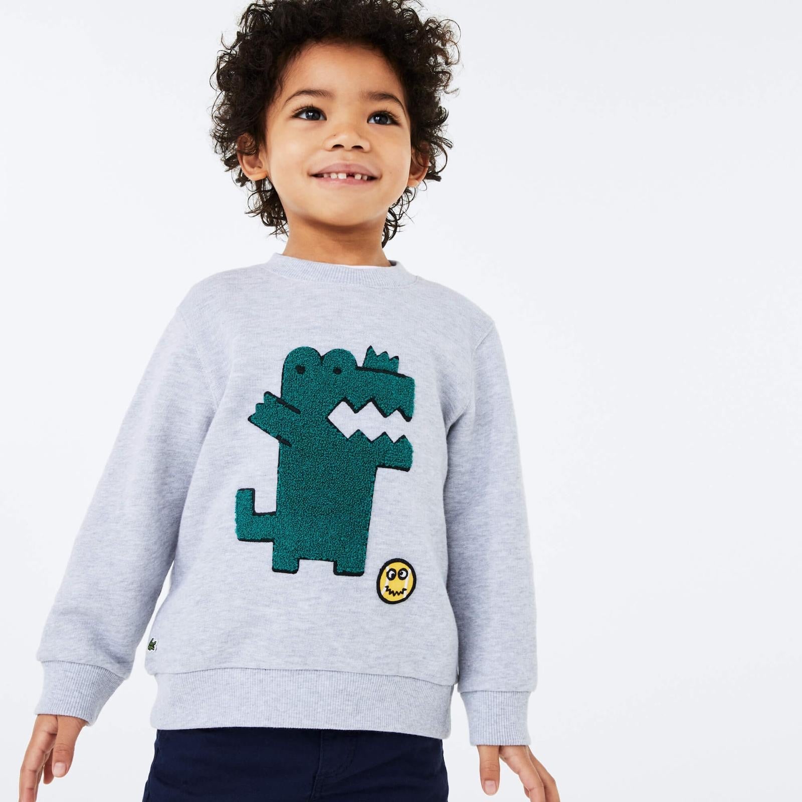 Lacoste (kids Grey crocodile cotton fleece sweater)