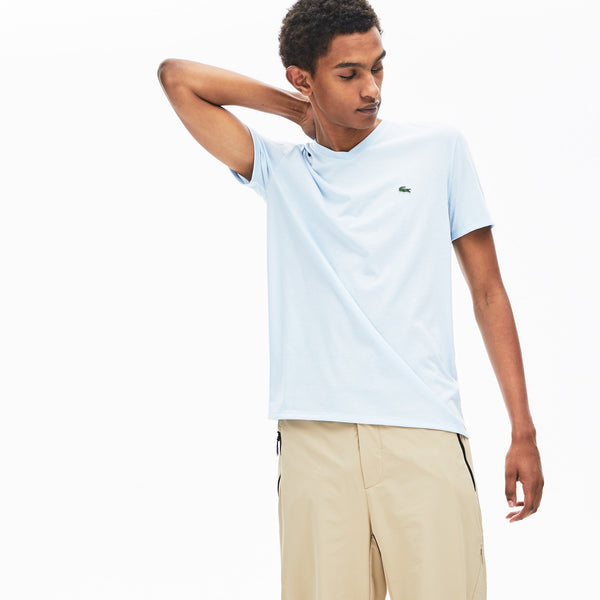 Lacoste Men's V-neck light blue Pima Cotton T-shirt