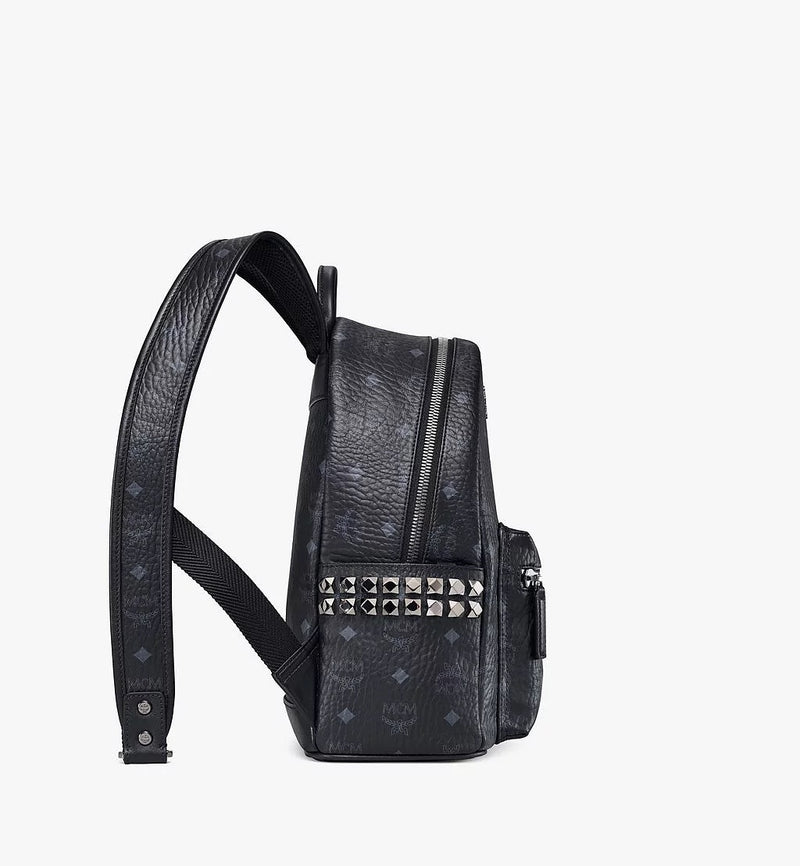 Mcm (black medium stark studs backpack in visetos)