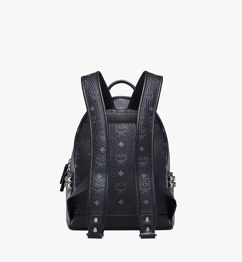 Mcm (black medium stark studs backpack in visetos)