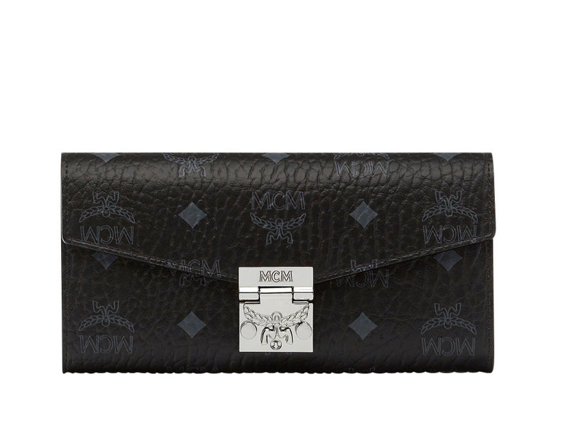 MCM (Small black Patricia Crossbody Wallet in Visetos)