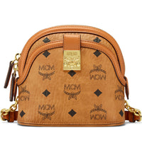 Mcm (cognac Mini Anna Visetos Canvas Crossbody Bag)