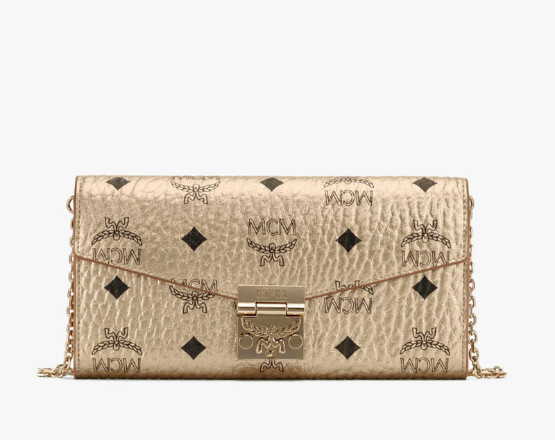 MCM (Small Cream Patricia Crossbody Wallet in Visetos)