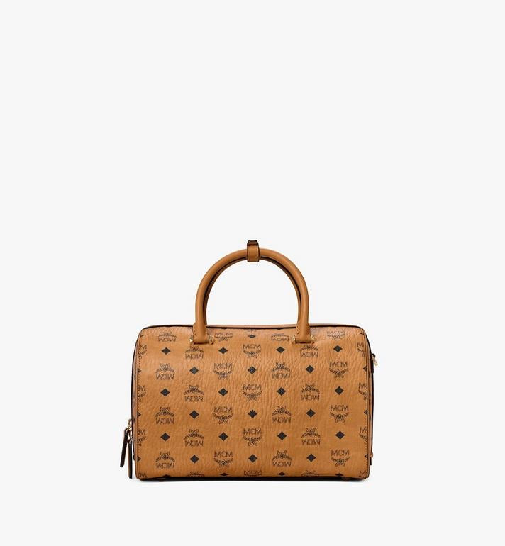 MCM (cognac small  Essential Boston Bag in Visetos Original)