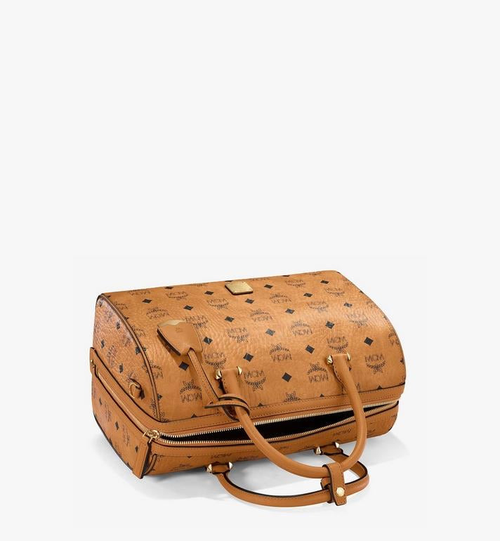 MCM (cognac small  Essential Boston Bag in Visetos Original)