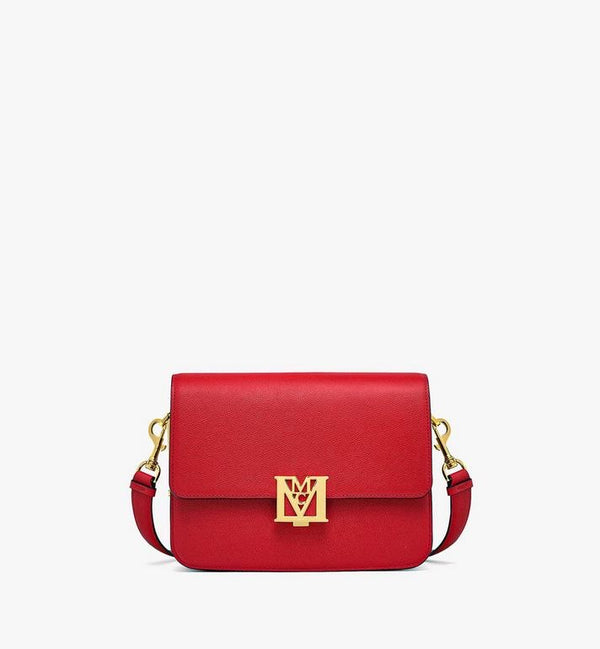 Mcm (red Shoulder Bag in Visetos Leather Block bag)