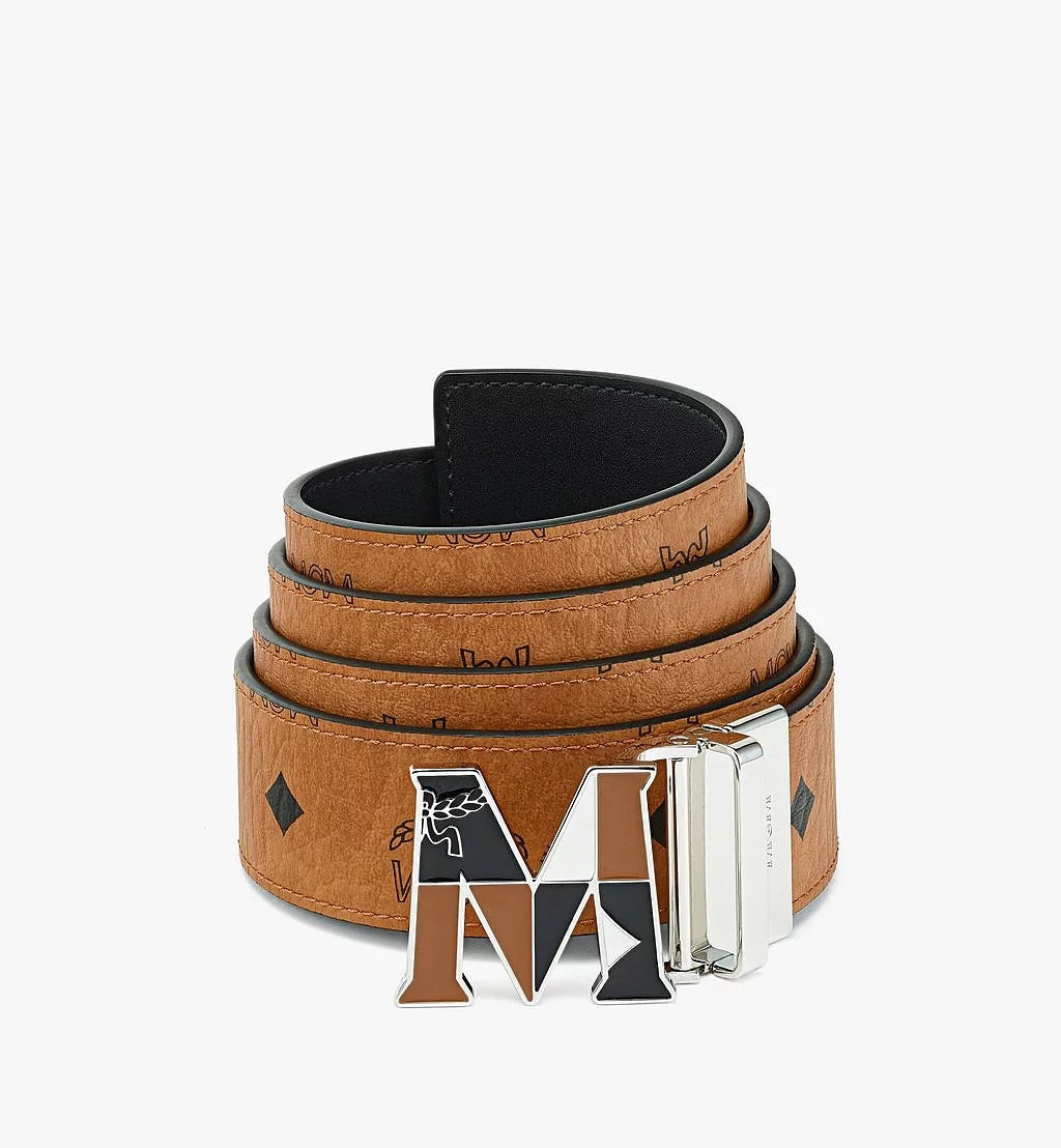 Mcm (cognac Claus Weaving M Reversible Belt 1.5” in Visetos