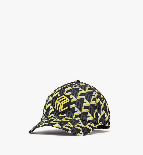 Mcm (yellow Cubic Monogram Print Cap in Recycled Nylon)