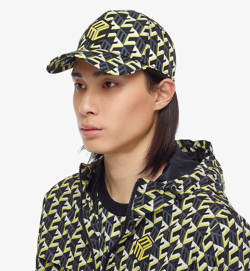 Mcm (yellow Cubic Monogram Print Cap in Recycled Nylon)