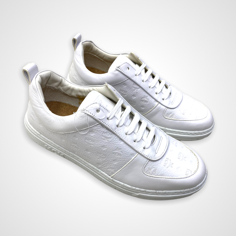 MCM (Mens white sustainable terrain lo sneaker monogram leather)