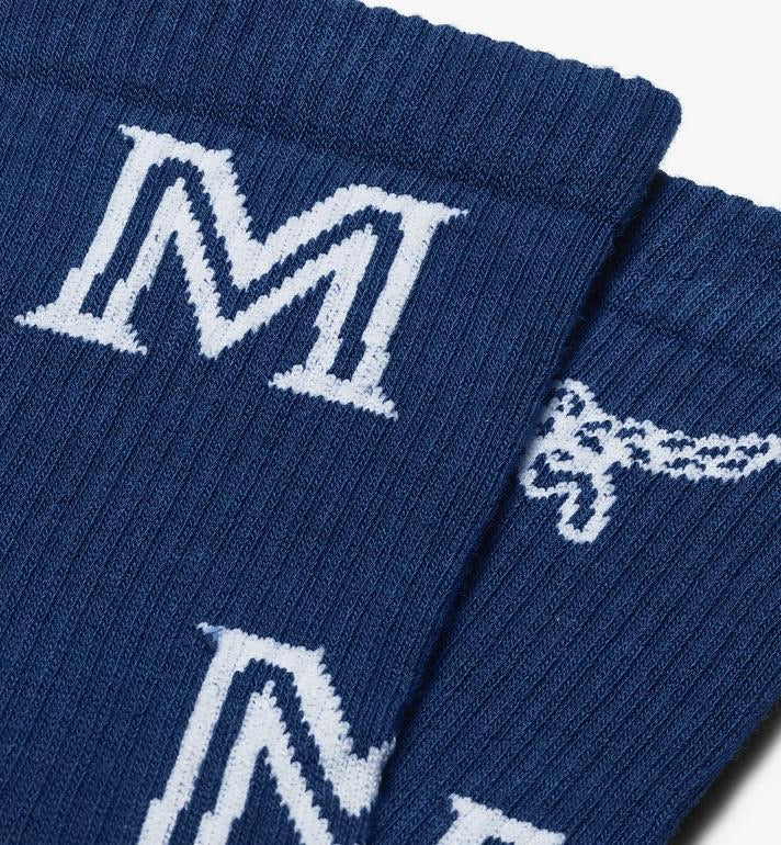 MCM (BLUE Monogram Print Cotton Socks)