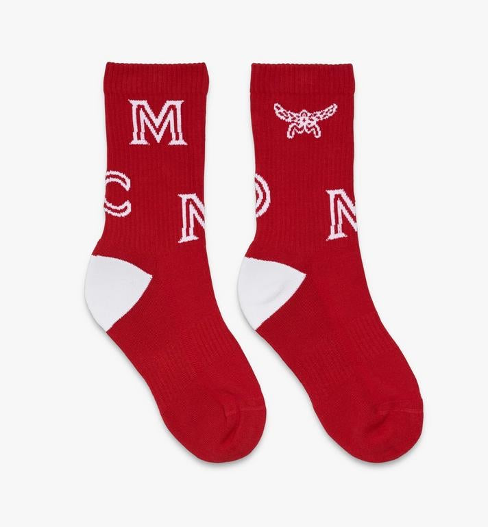 MCM (Red Monogram Print Cotton Socks)