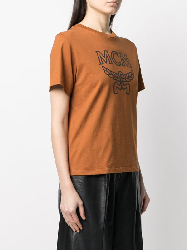 Mcm (women cognac logo print cotton t-shirt)