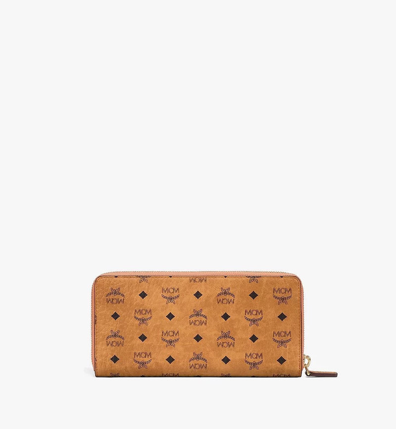 Mcm (cognac zip around wallet in visitors originals)