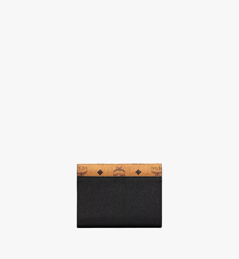 Mcm (cognac/black Mena Trifold Wallet in Visetos Leather)