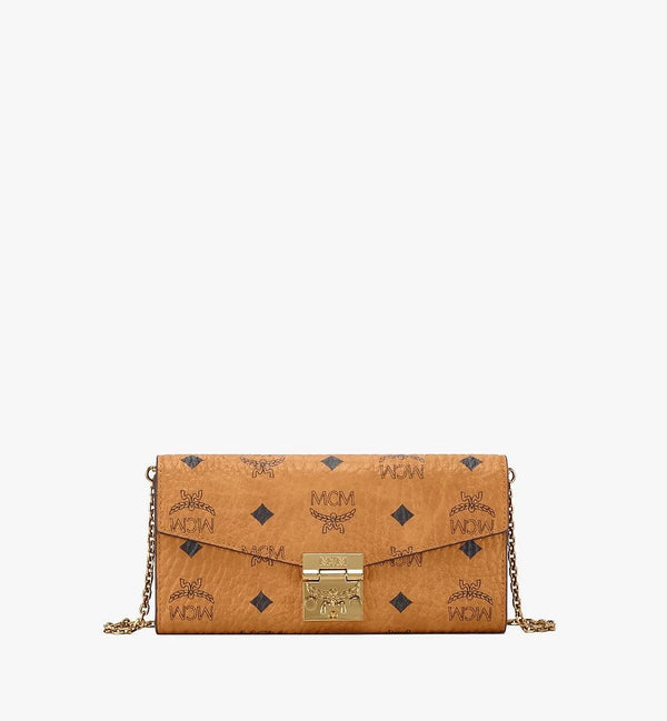 Mcm (cognac small Patrick crossbody wallet in visetos)