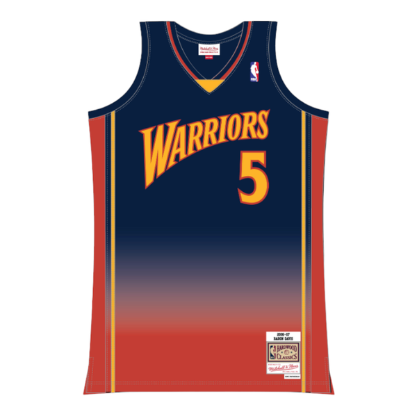 Golden State Warriors Jersey: "Mitchell & Ness 2006-07 Golden State Warriors Baron Davis #5 Navy and Orange Gradient Jersey.