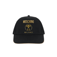 Moschino (black/Gold canvas hat double question mark)