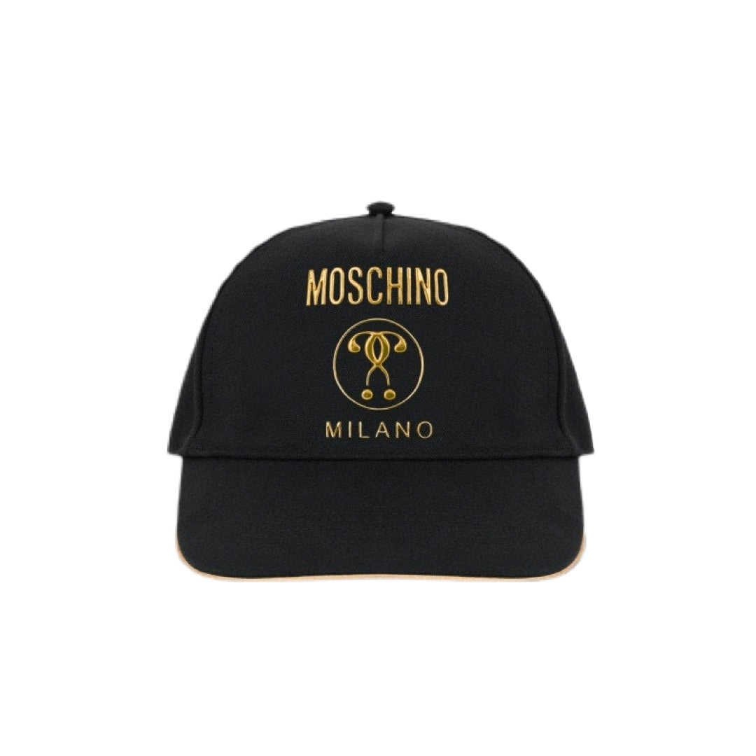 Moschino (black/Gold canvas hat double question mark)