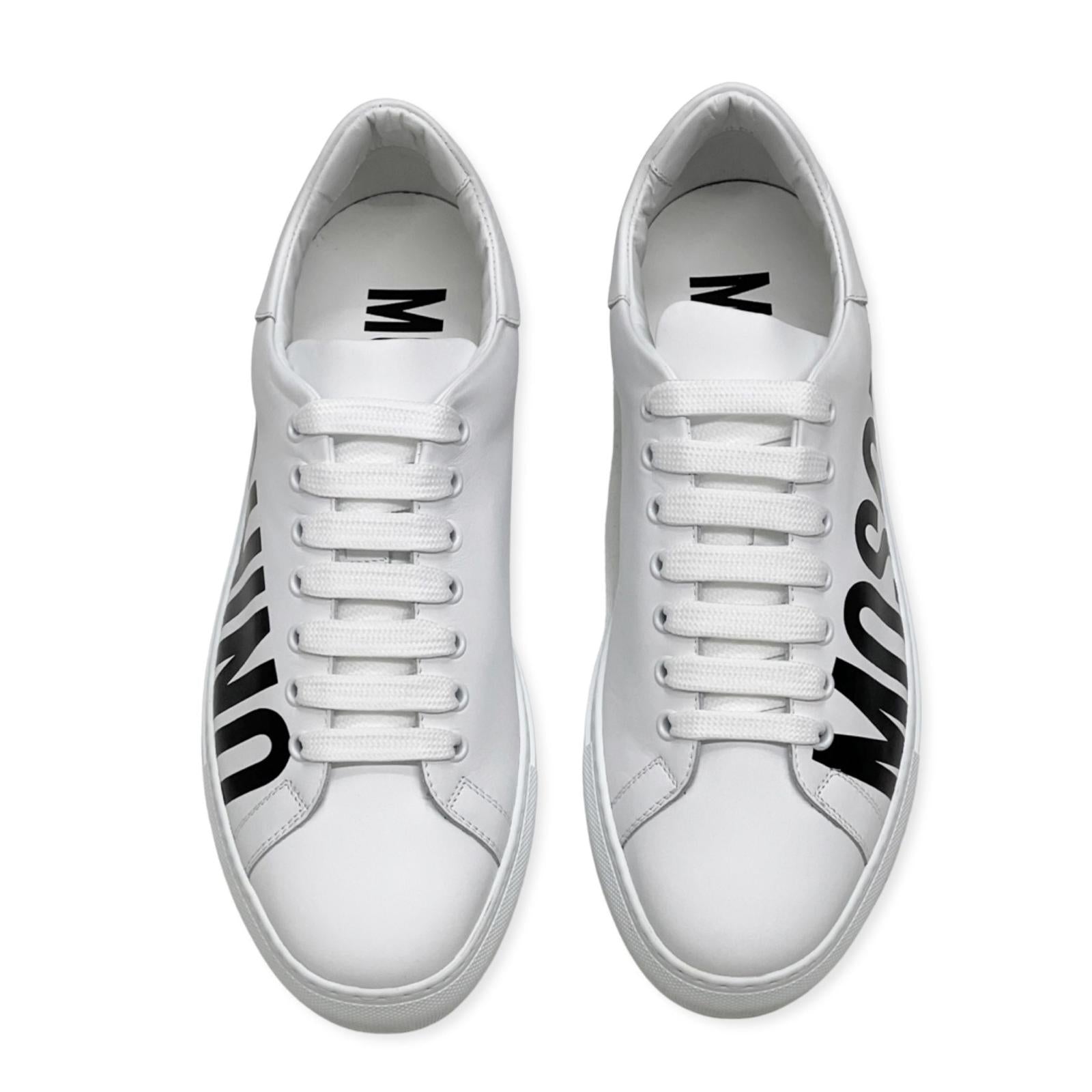 Moschino (white logo leather low top sneaker) – VIP Clothing Stores