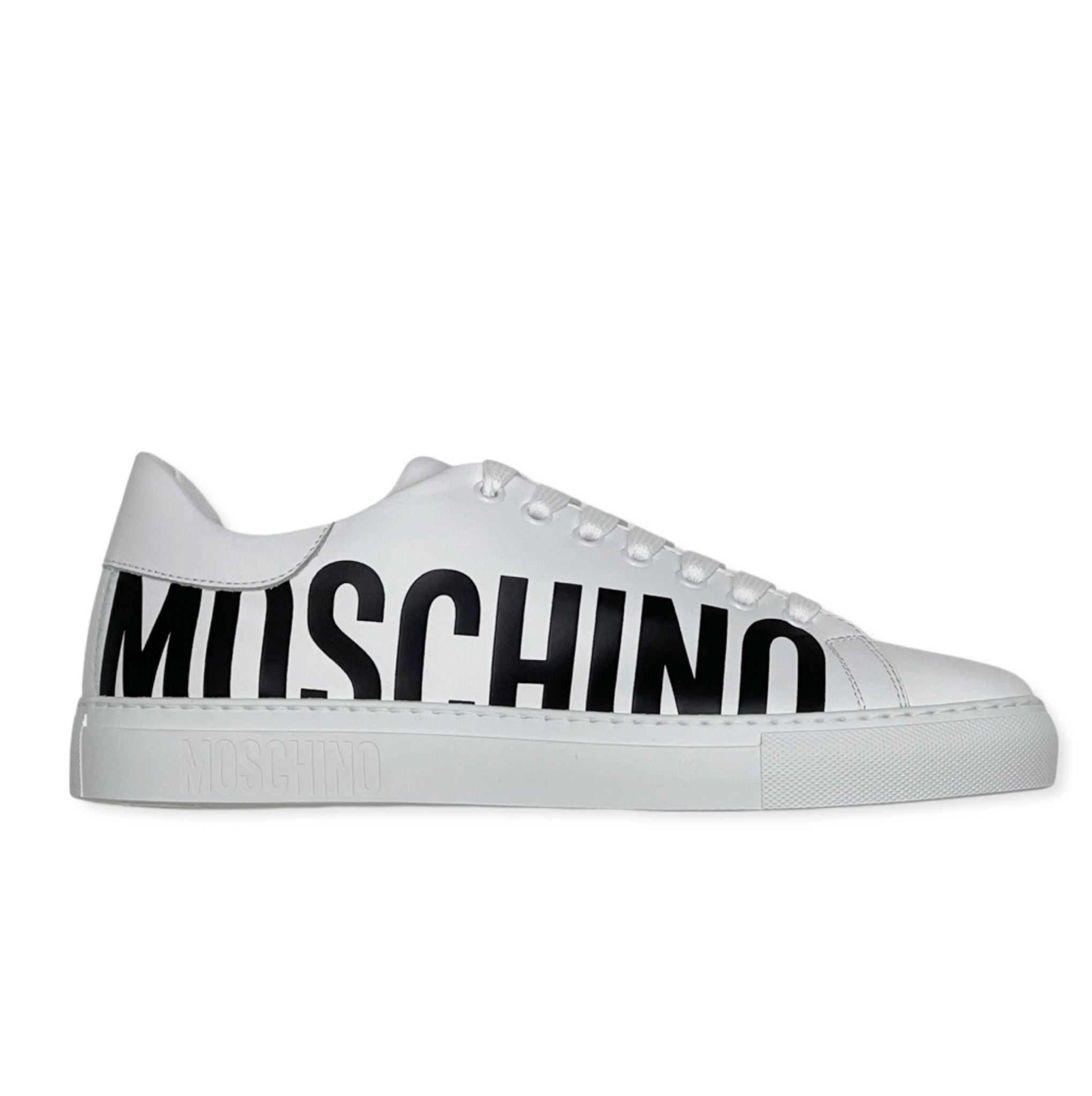Moschino (white logo leather low top sneaker) – VIP Clothing Stores