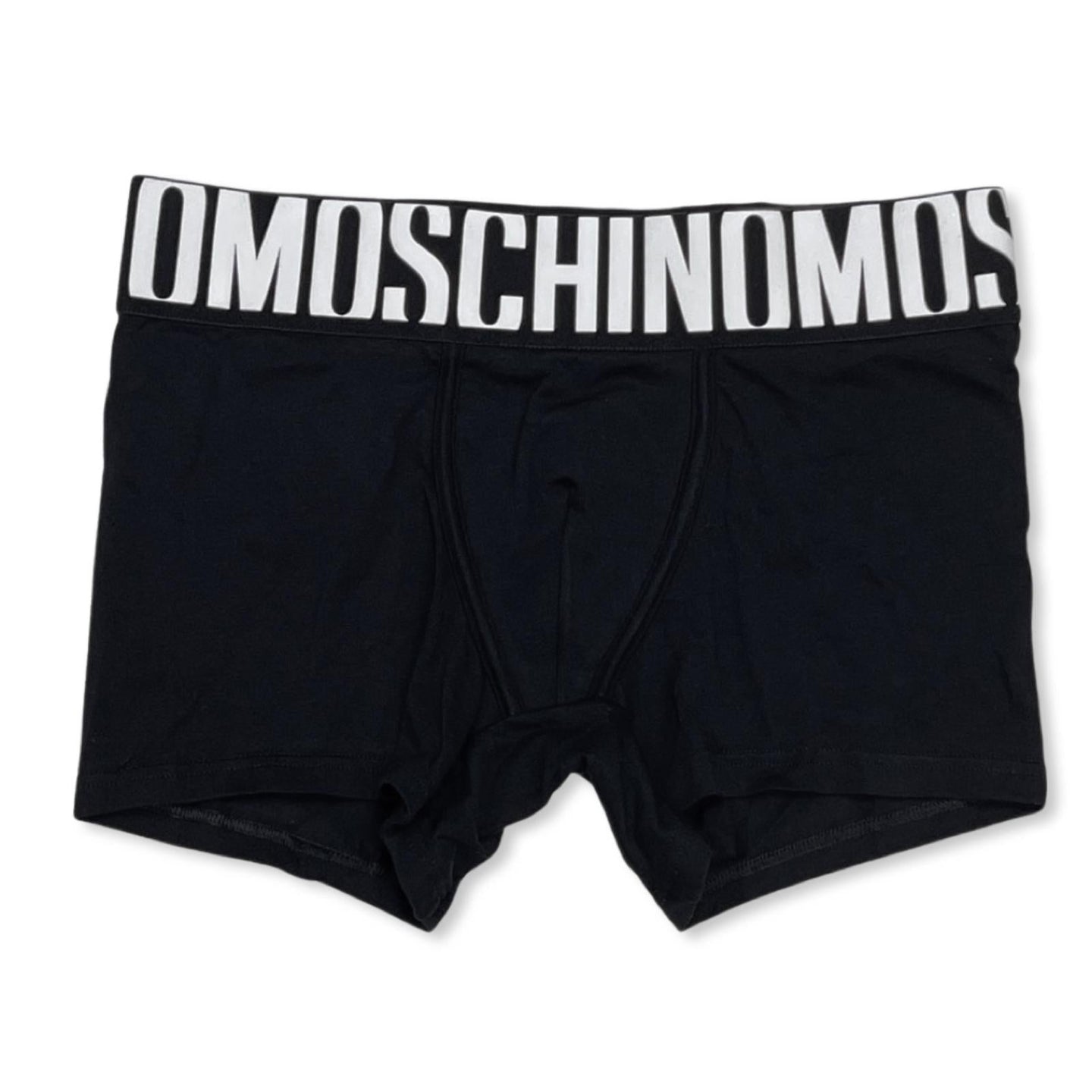 Moschino Men’s Boxer Briefs White Logo Waistband Black