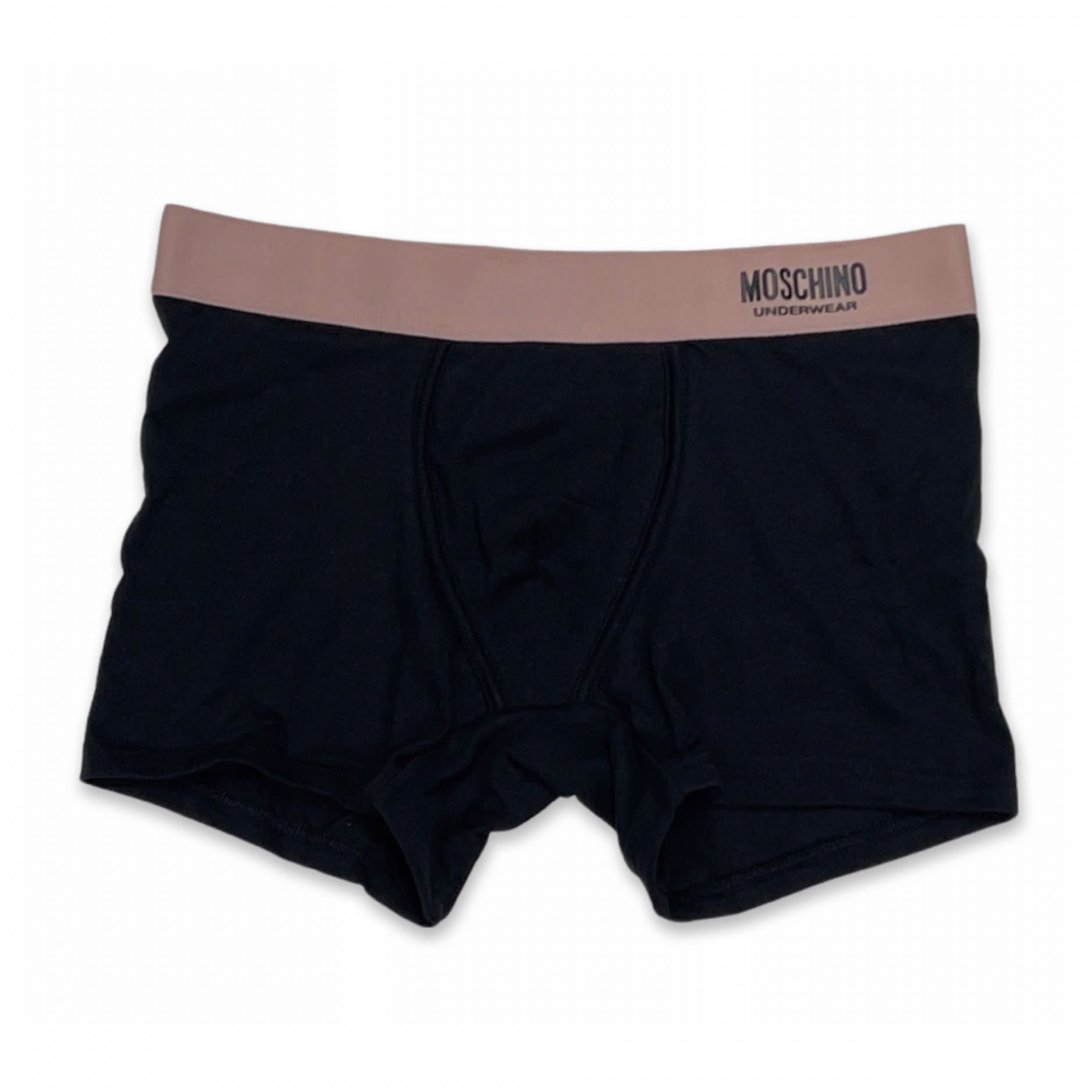 Moschino Men’s Boxer Briefs Pink Logo Waistband Black